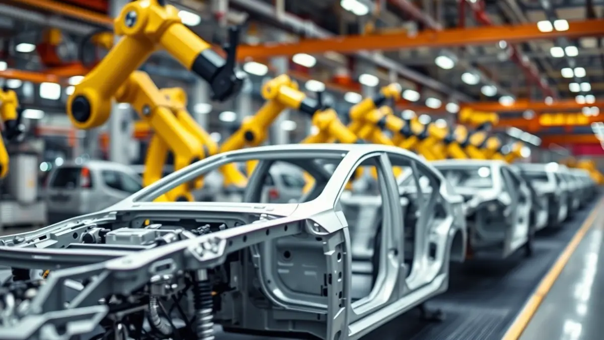 Imagen genérica de una línea de montaje de vehículos en una fábrica moderna.