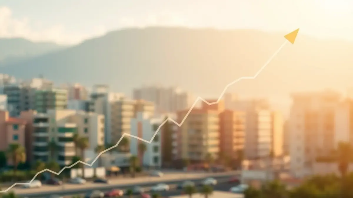Imagen genérica de gráficos financieros que representan el aumento de los precios de la vivienda en una ciudad mediterránea.