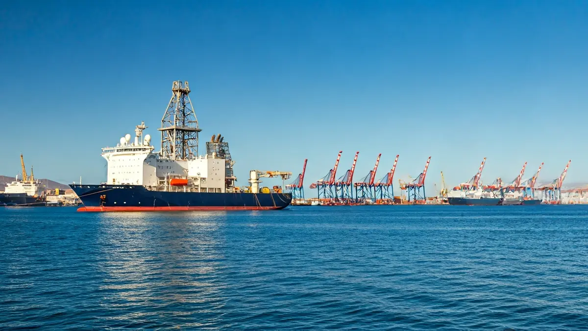 Imagen de un buque perforador atracado en el puerto de Las Palmas de Gran Canaria.