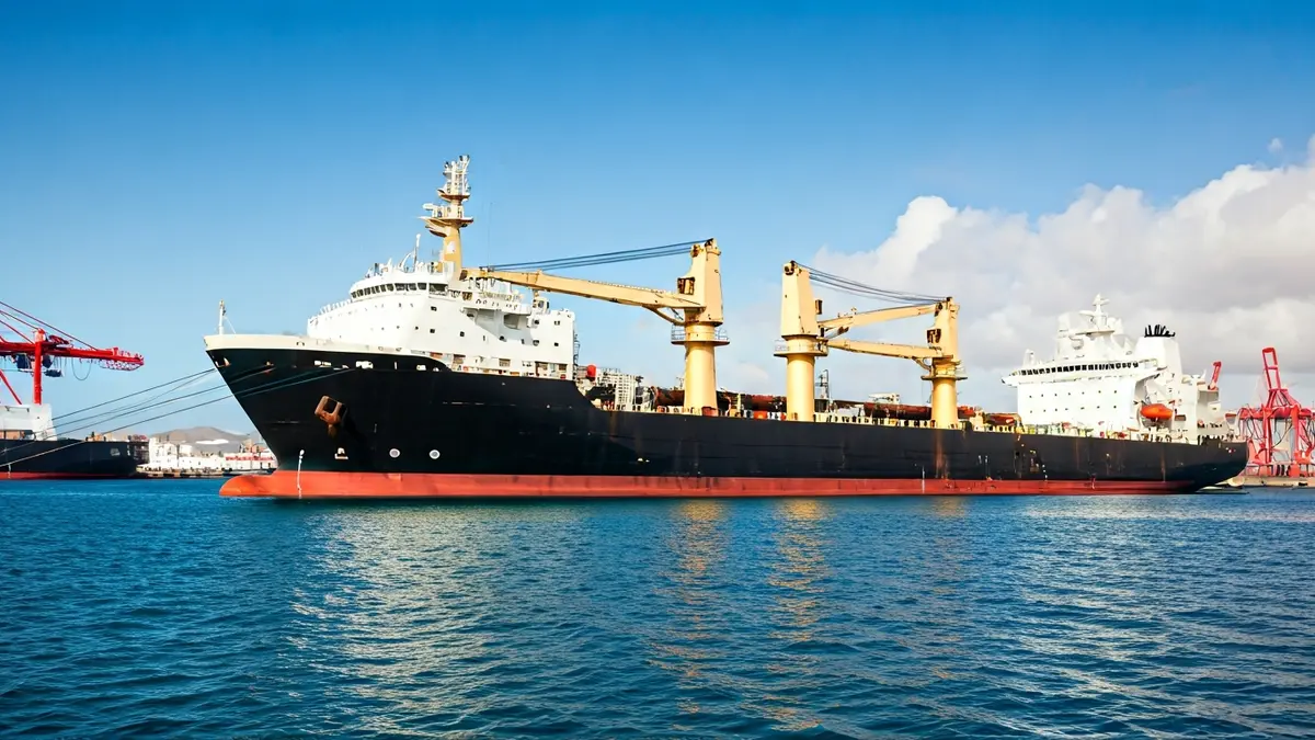 Imagen de un gran buque de tendido de tuberías submarinas atracado en el Puerto de Las Palmas, con otros barcos offshore y actividad portuaria.