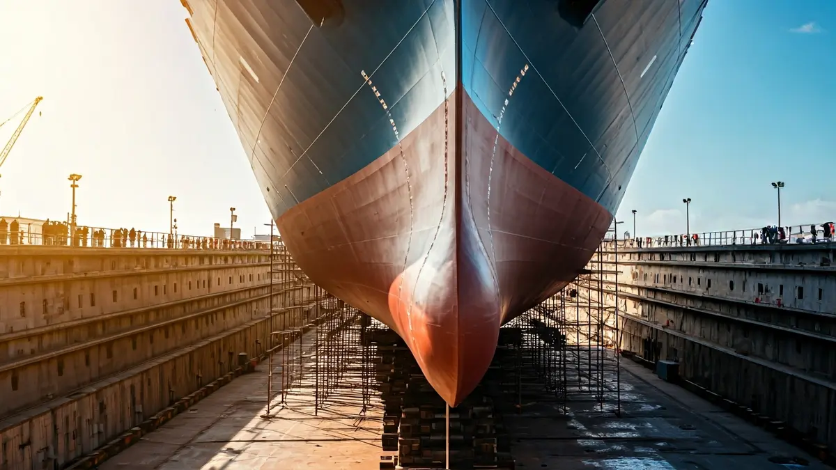 Imagen de un buque perforador siendo reparado en el Puerto de Las Palmas.