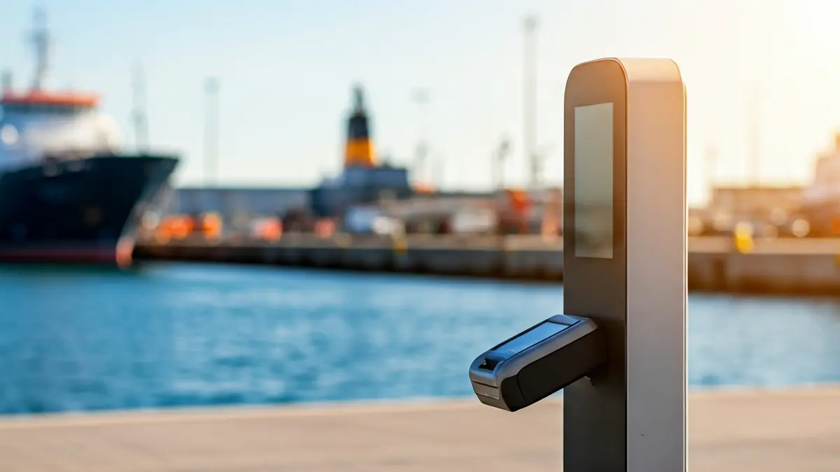 Tótem de control de acceso en un puerto