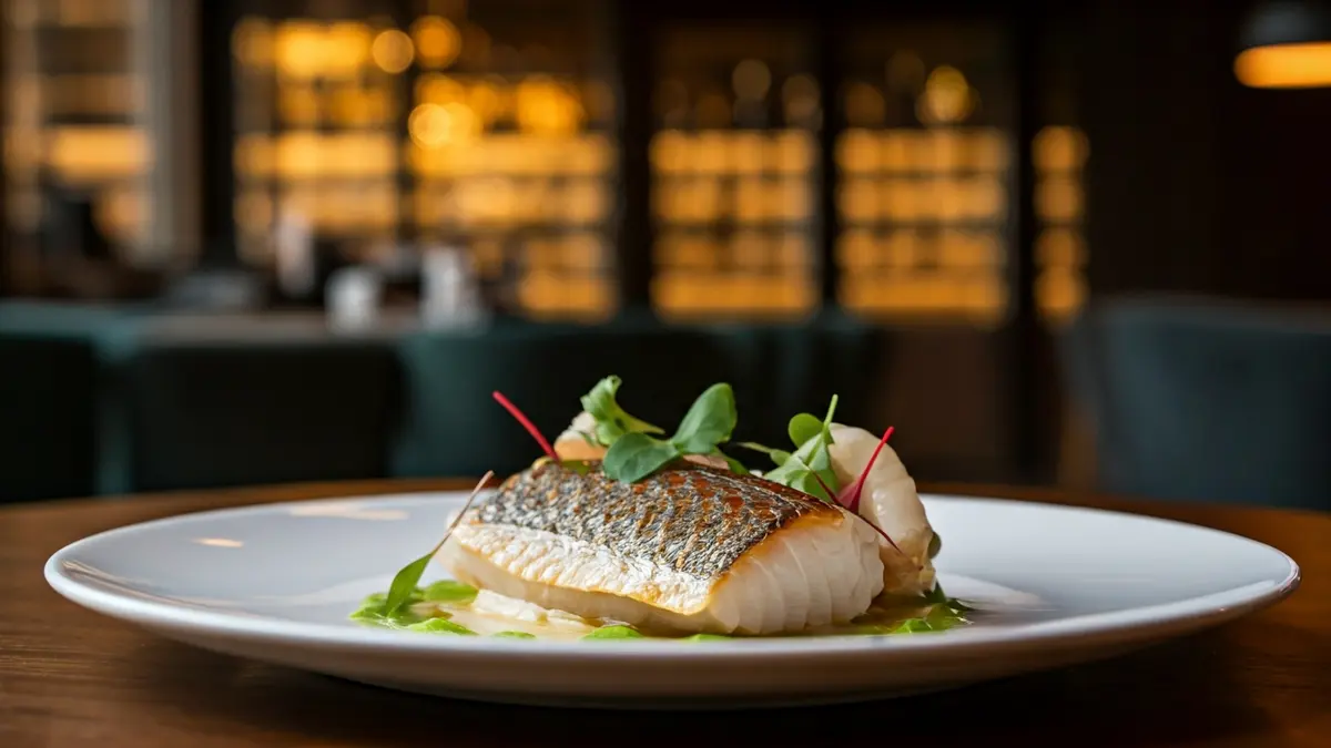 Generic image of an elaborate seafood dish in a restaurant.