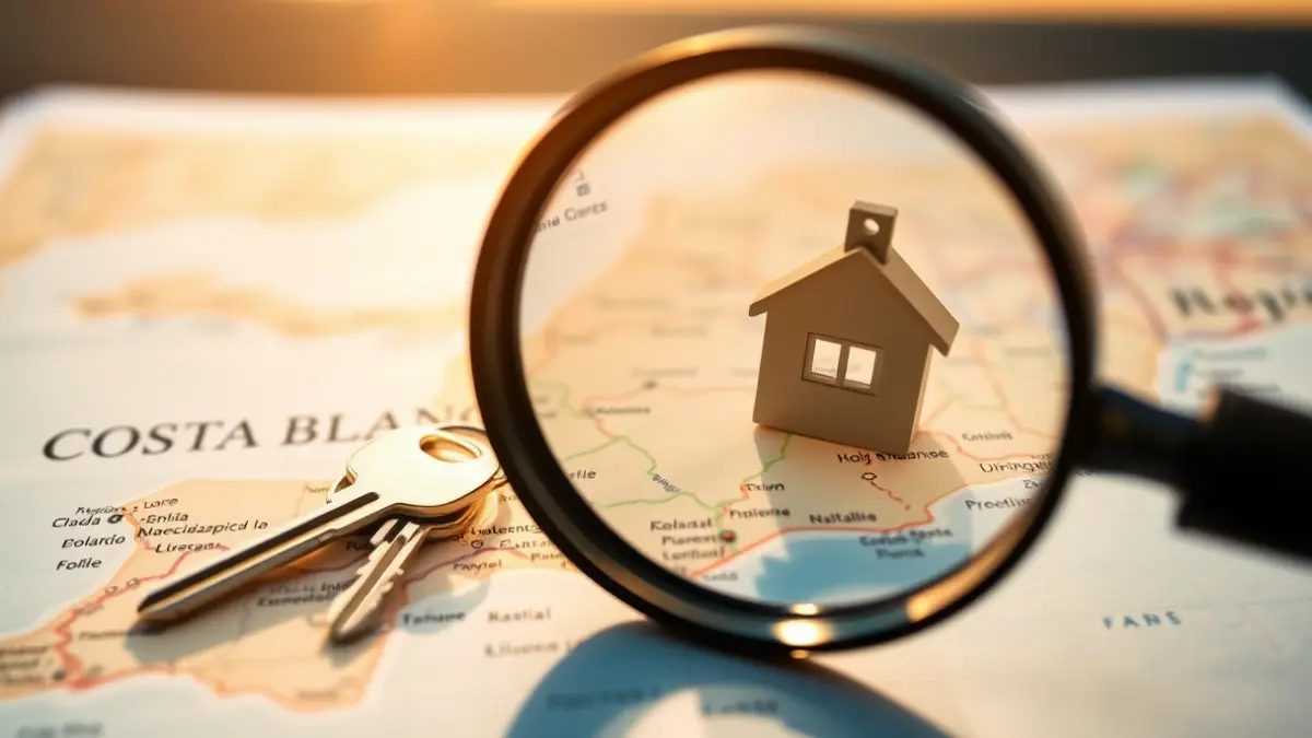Generic image of a house key on a map, symbolizing home purchases on the Costa Blanca.
