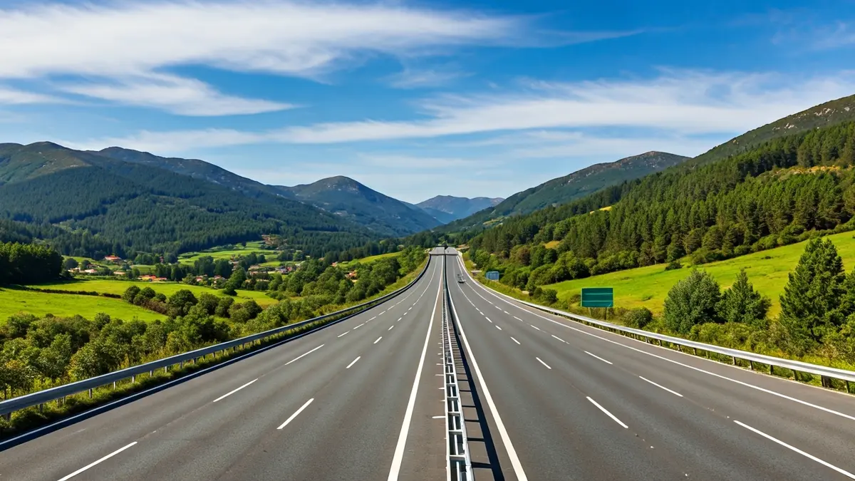 Imagen genérica de una autovía en construcción o ya terminada en un paisaje gallego.
