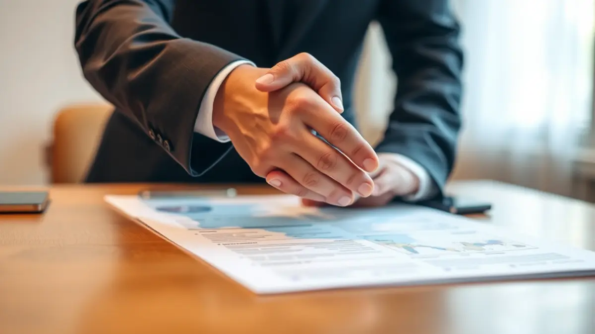 Generic image of a handshake in a business setting, symbolizing international collaboration.
