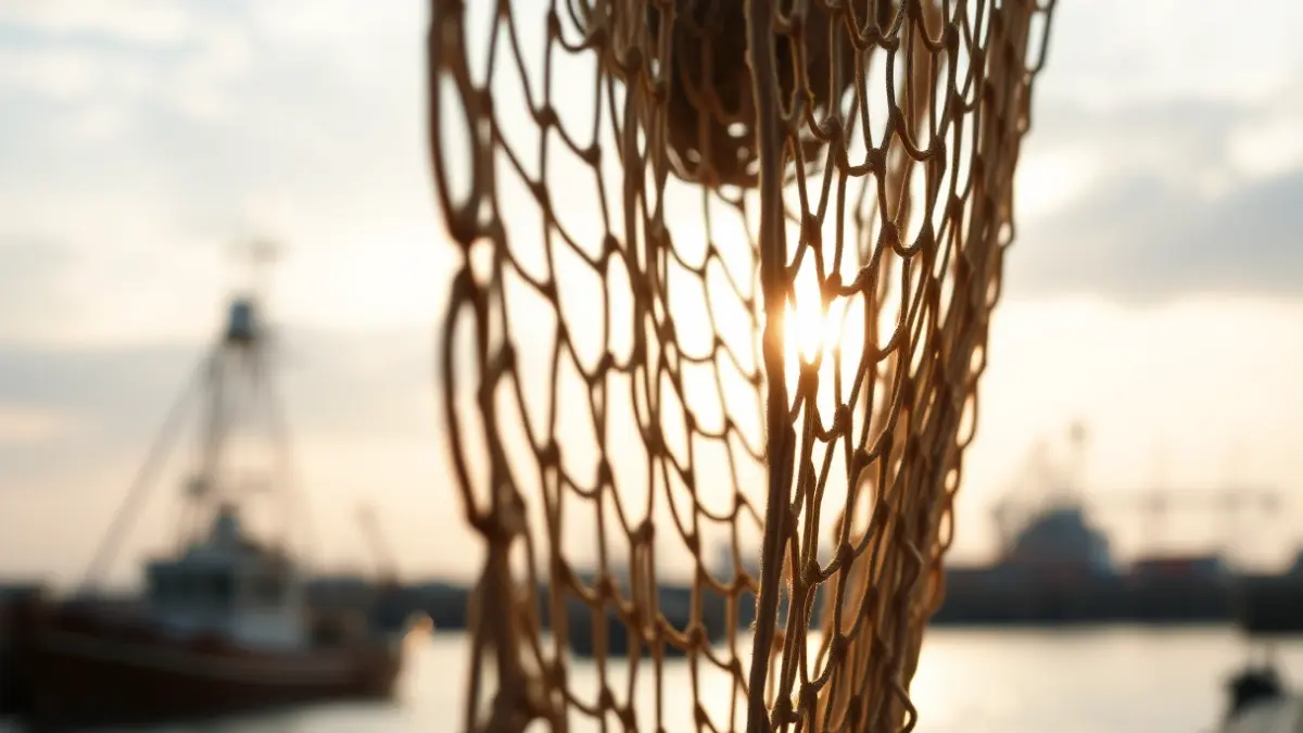 Imagen de una red de pesca en un puerto de A Mariña.
