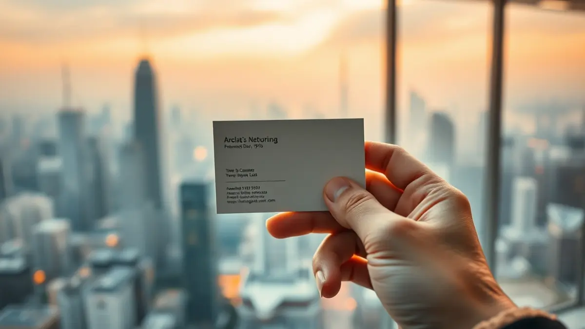 Generic image of a hand holding a business card with an Asian cityscape in the background, symbolizing international business ties.