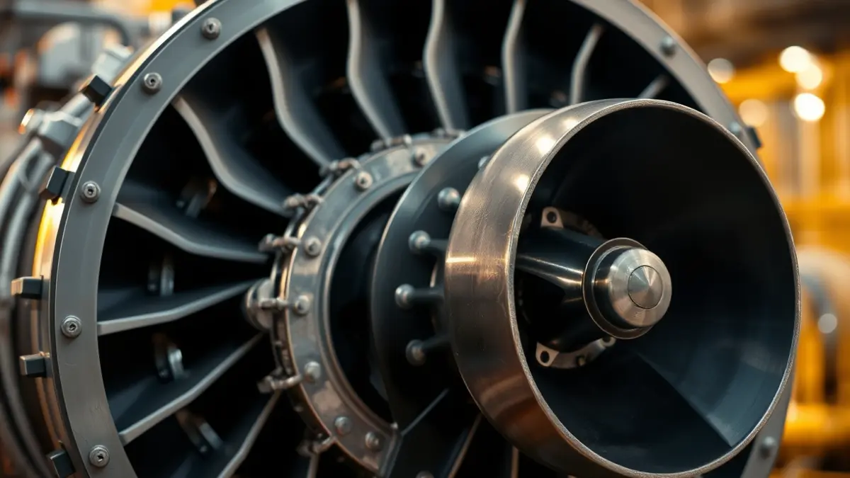 Imagen genérica de un componente de turbina de gas en una central eléctrica.