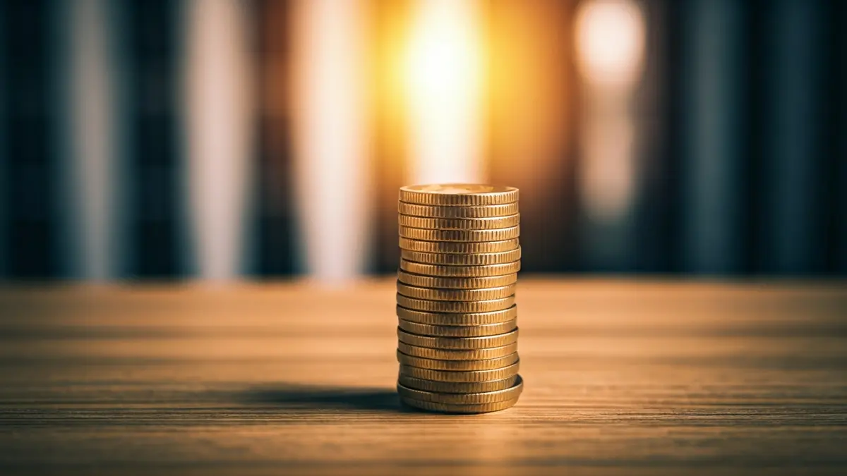 Imagen genérica de una pila de monedas de euro, con gráficos financieros borrosos al fondo.