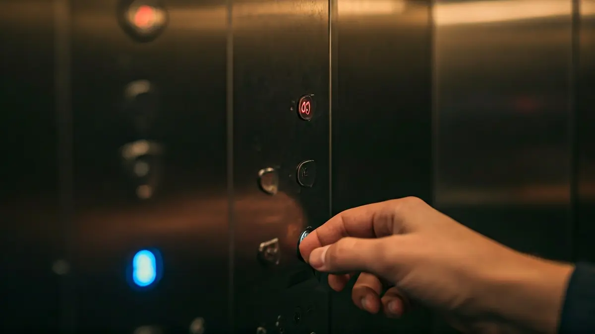 Imagen genérica de un panel de control de ascensor con botones iluminados.