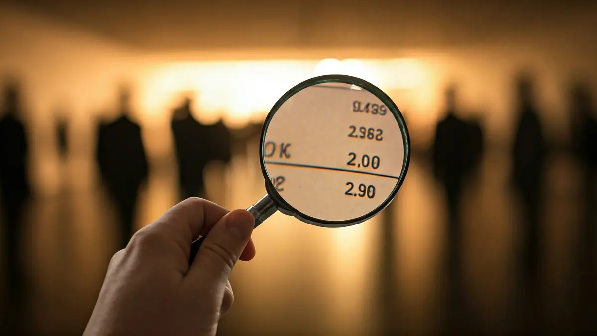 Imagen genérica de una mano con lupa sobre un documento, simbolizando transparencia.