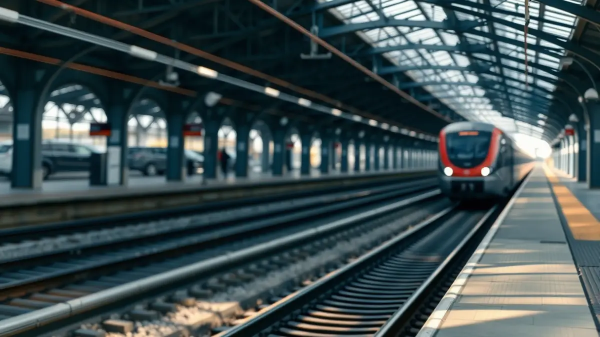 Imagen genérica de una plataforma de estación de tren moderna en Galicia.