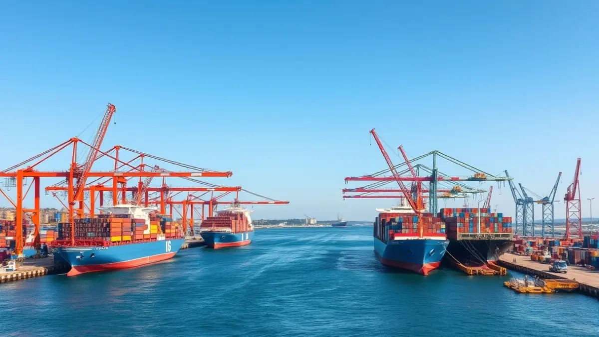 Imagen genérica de un puerto con actividad marítima.