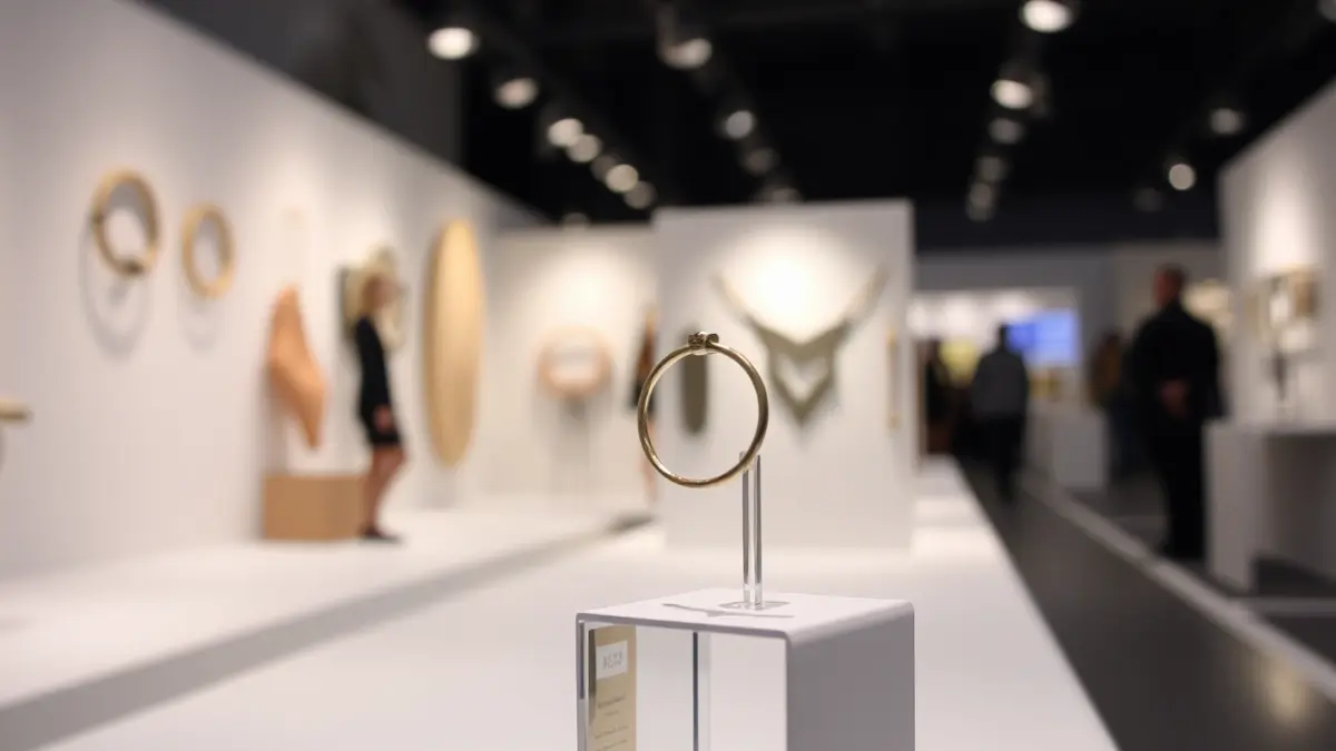 Imaxe xenérica dunha xoia sostible nunha exposición de deseño.