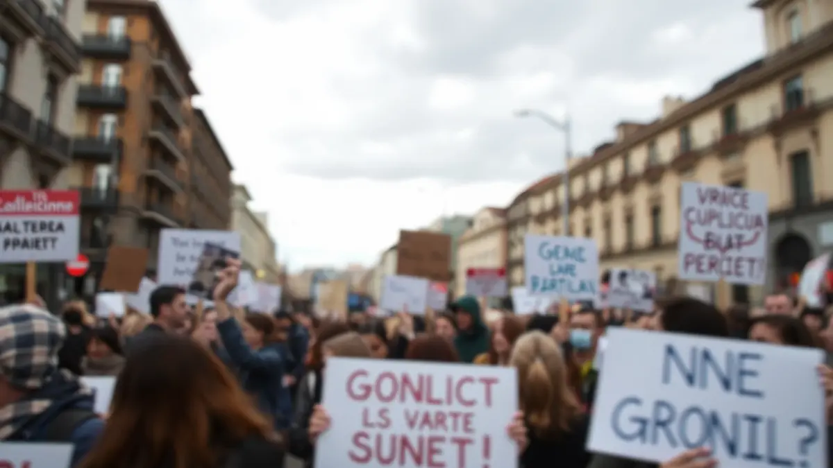 Imagen genérica de una manifestación o protesta en la calle.