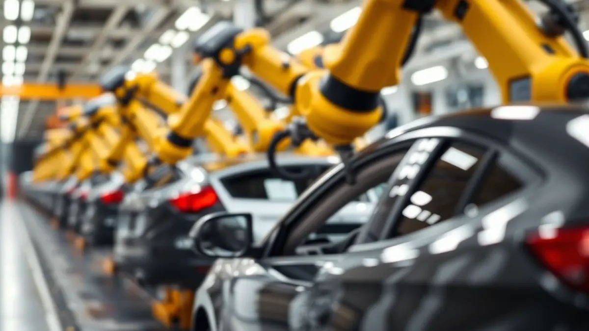 Imagen genérica de una línea de montaje de vehículos en una fábrica moderna.