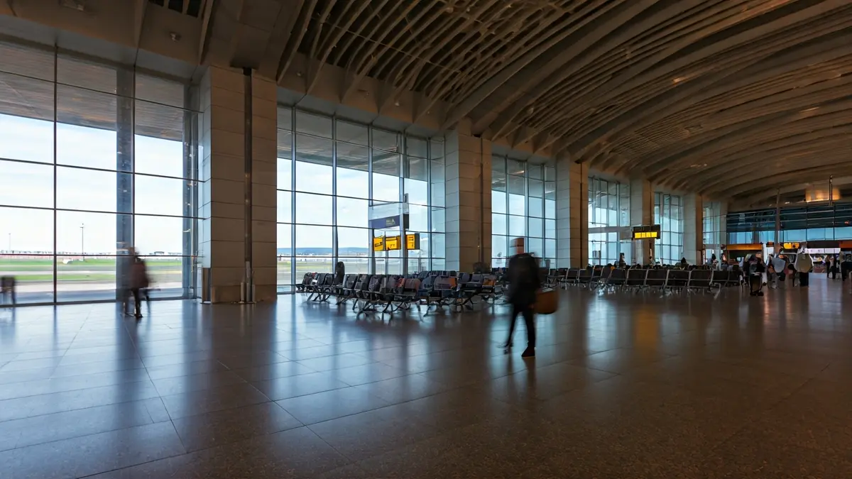 Generic image of activity in an airport passenger terminal.
