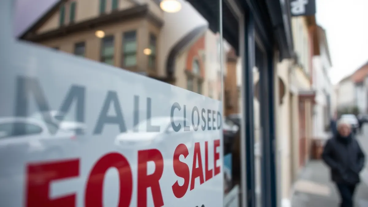 Generic image of a 'Closed' or 'For Sale' sign on a shop window in a Basque town.
