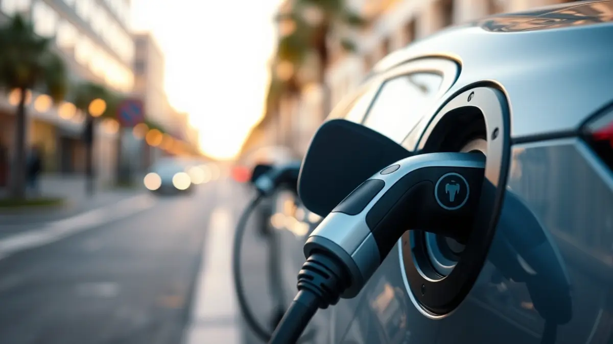 Imagen genérica de un coche eléctrico cargando en un punto de recarga.