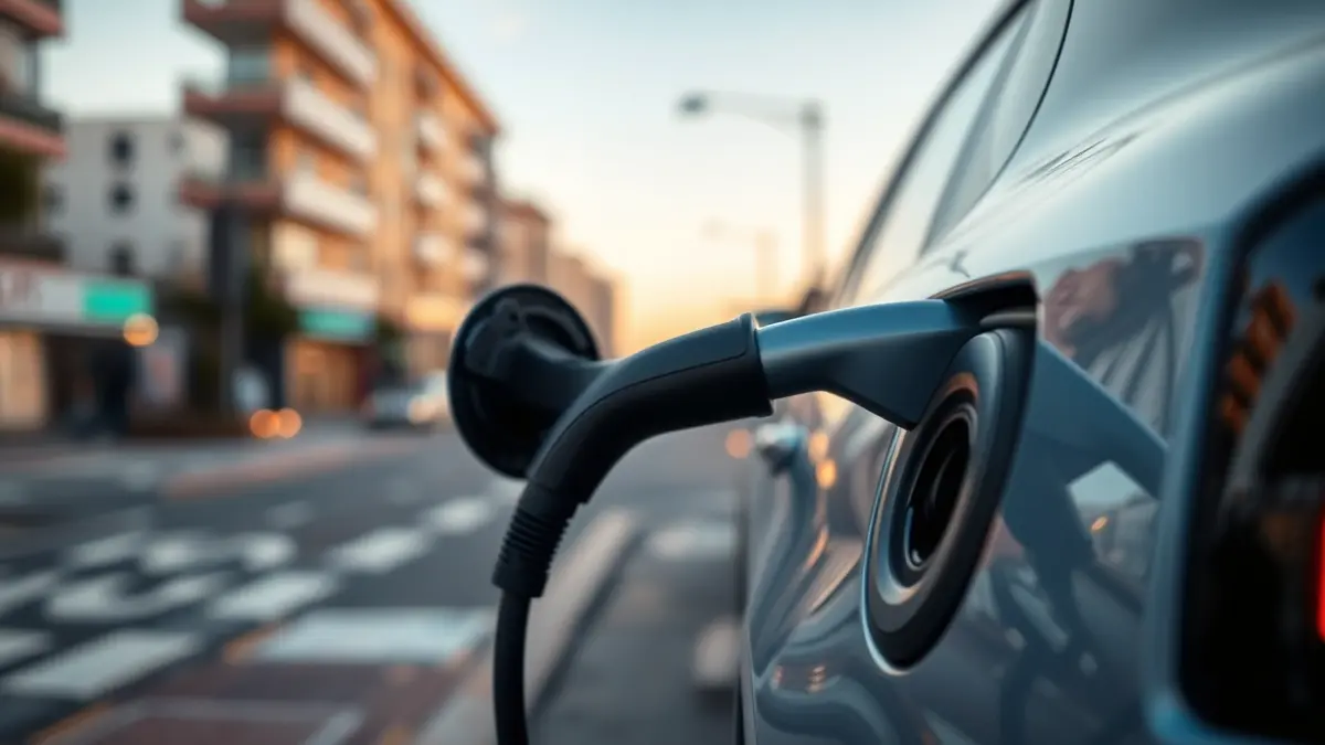 Generic image of an electric car charging at a charging station.