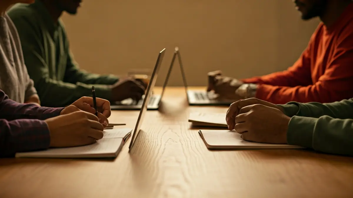 Generic image of hands collaborating in a startup environment.