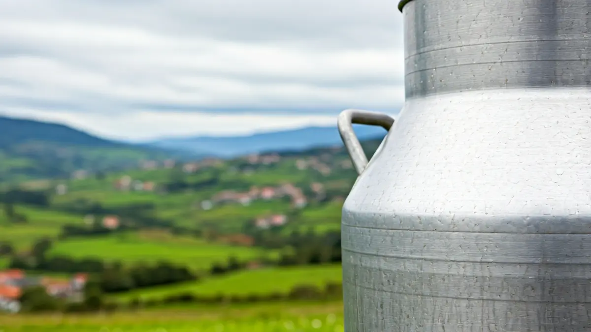 Imaxe xenérica dunha leiteira nunha paisaxe rural galega.