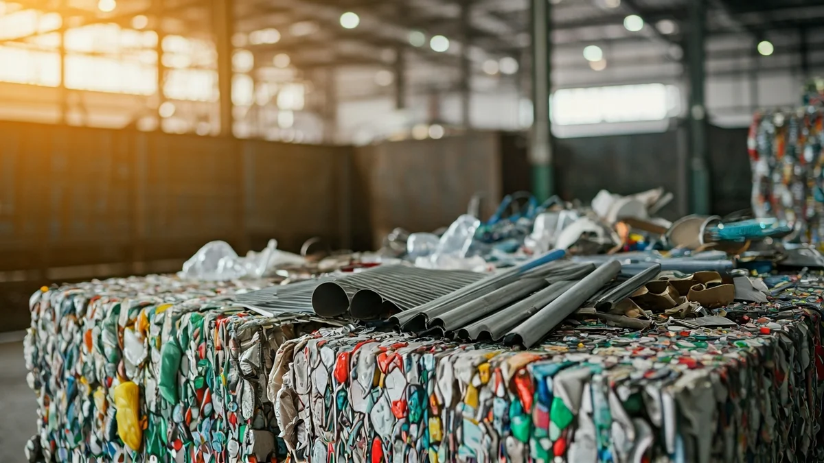 Imagen genérica de residuos clasificados para el reciclaje en una planta industrial.