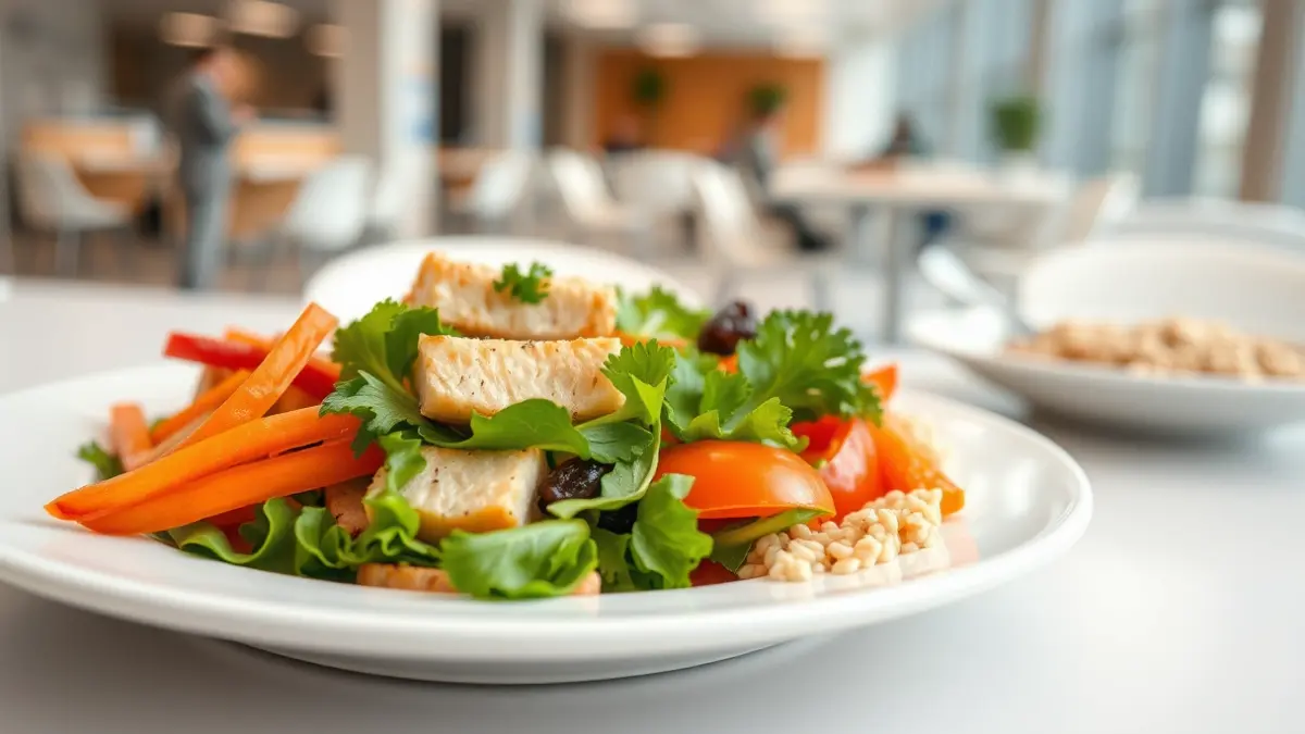 Generic image of a healthy meal in an office setting.
