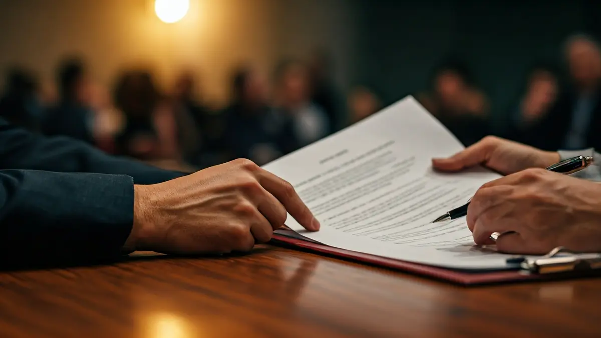 Generic image of hands reviewing a document, representing legal or regulatory matters.