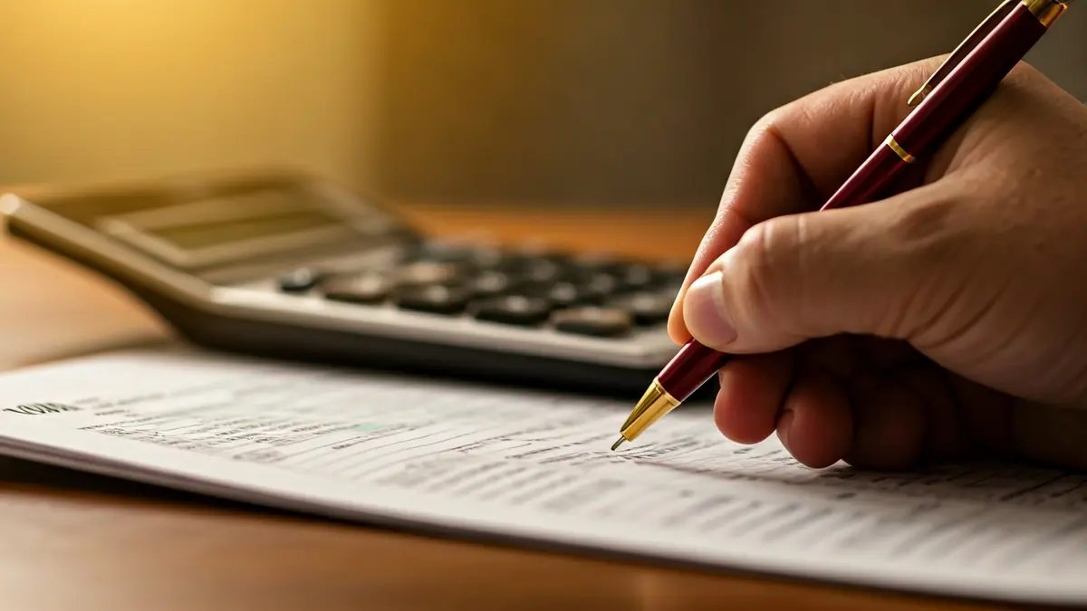 Imagen genérica de una mano rellenando un formulario de declaración de impuestos.
