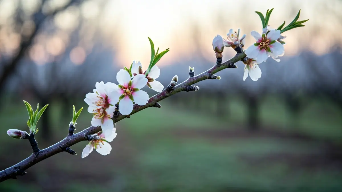 Almendros en flor afectados por una helada en Almería