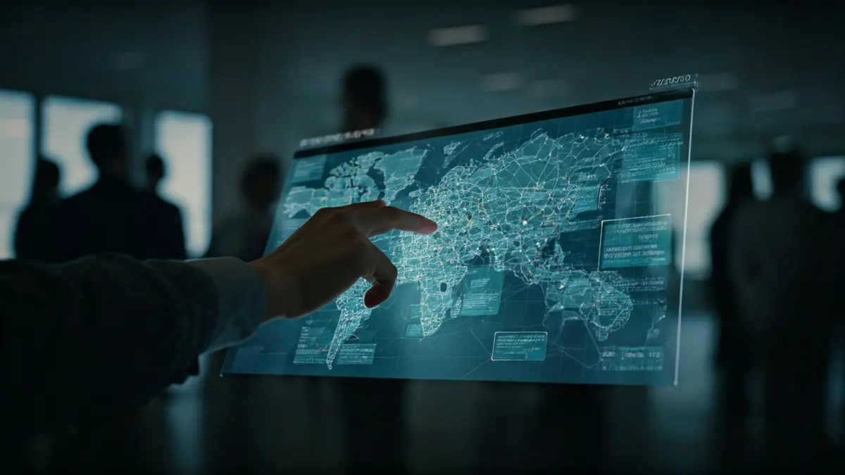 Image of an interactive digital map displaying industrial and logistical information.