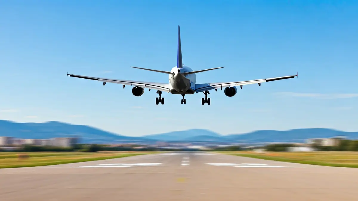 Generic image of an airplane landing at an airport.