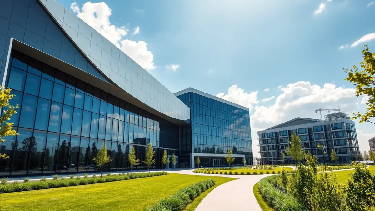 Modern advanced technology building in a technology park.