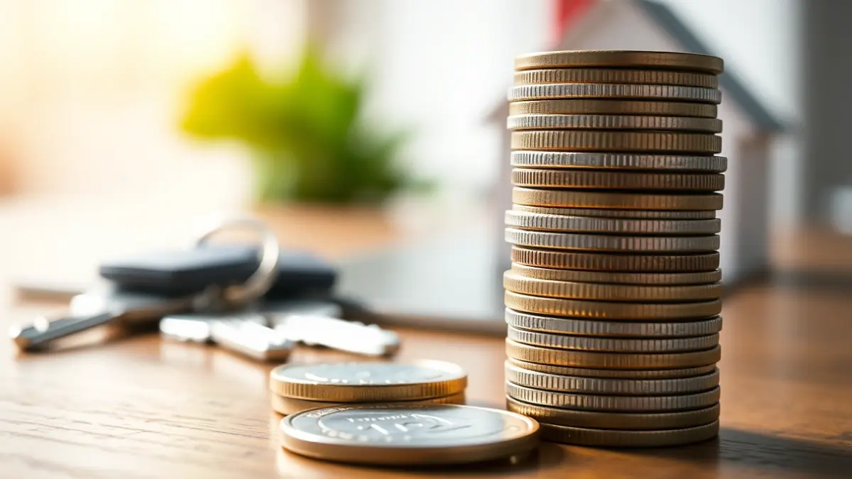 Generic image of euro coins and house keys, symbolizing the real estate market.