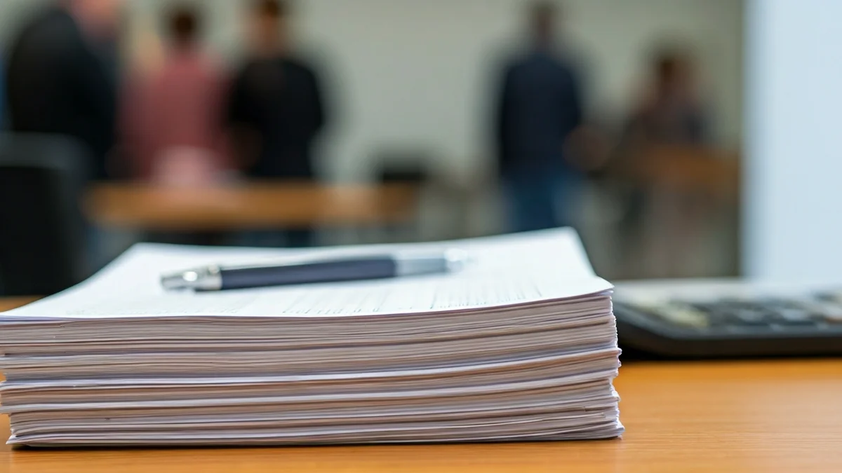 Generic image of documents and a calculator, symbolizing economic data and labor regulations.