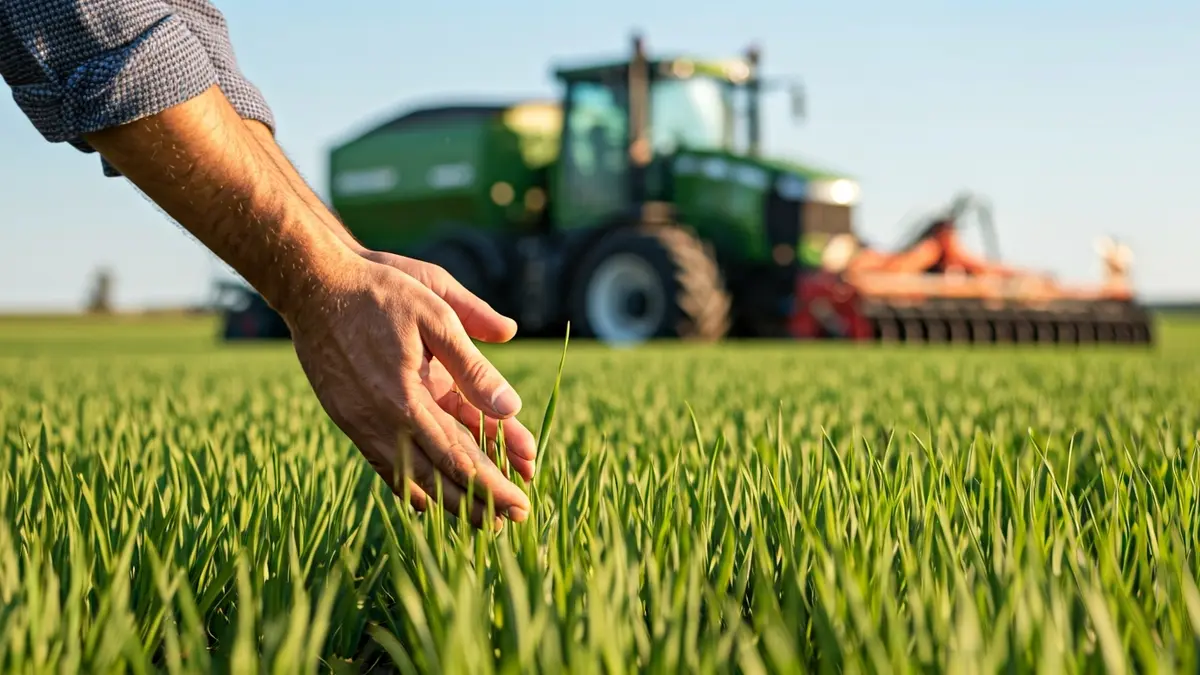 Generic image of farmer's hands inspecting crops in a field.