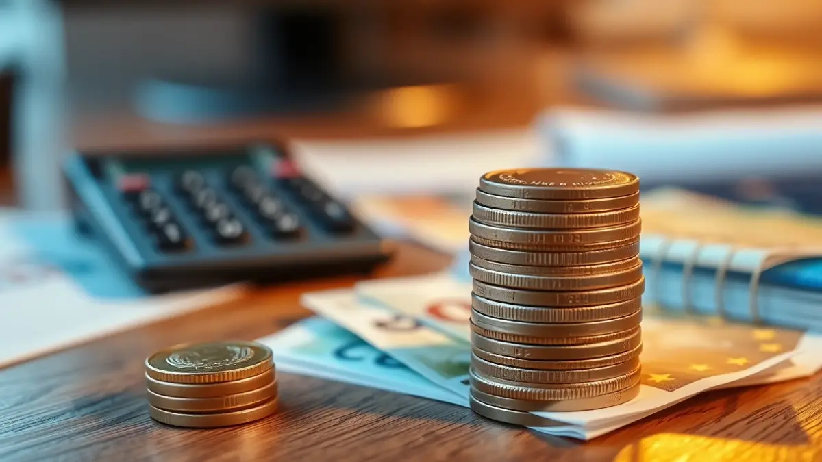 Generic image of euro coins and banknotes, symbolizing tax payments.