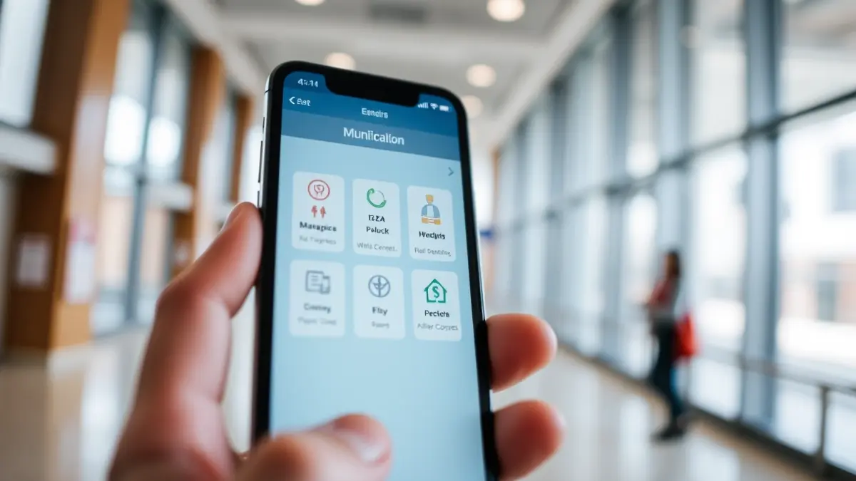 Imagen genérica de una persona utilizando una aplicación móvil municipal en un teléfono inteligente.