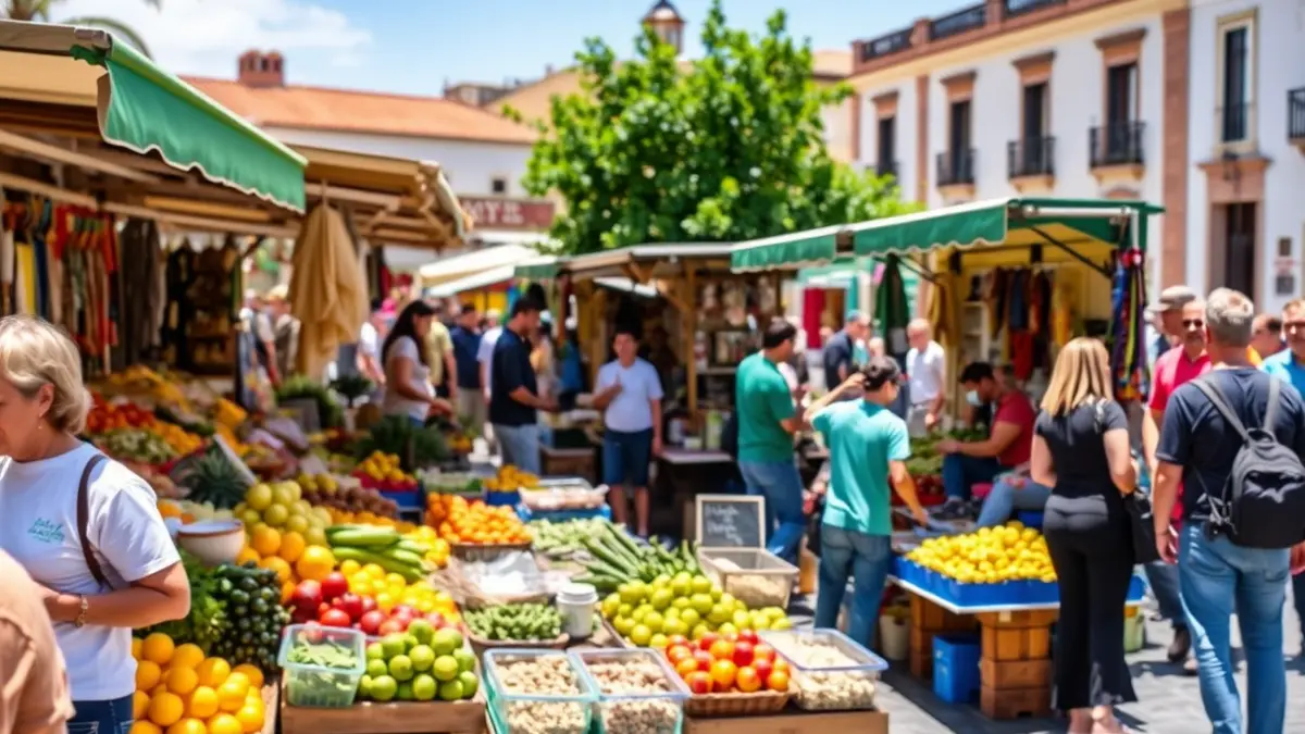 Image of an outdoor market with local products in Gran Canaria.
