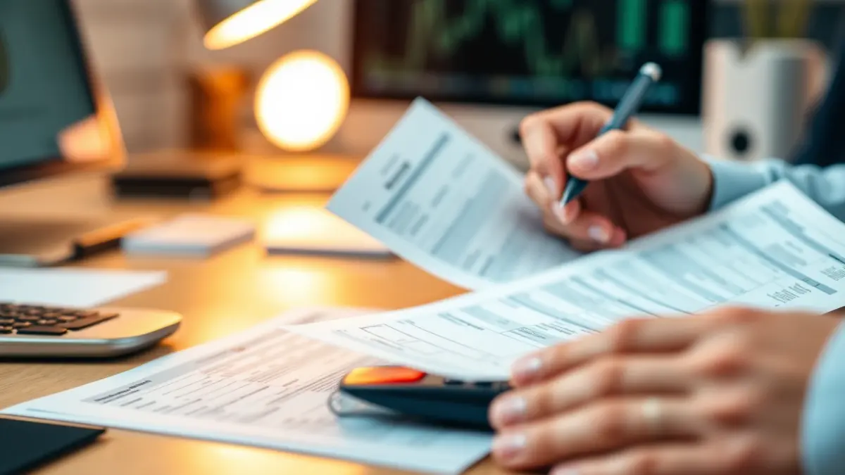 Imagen genérica de manos rellenando formularios de impuestos.