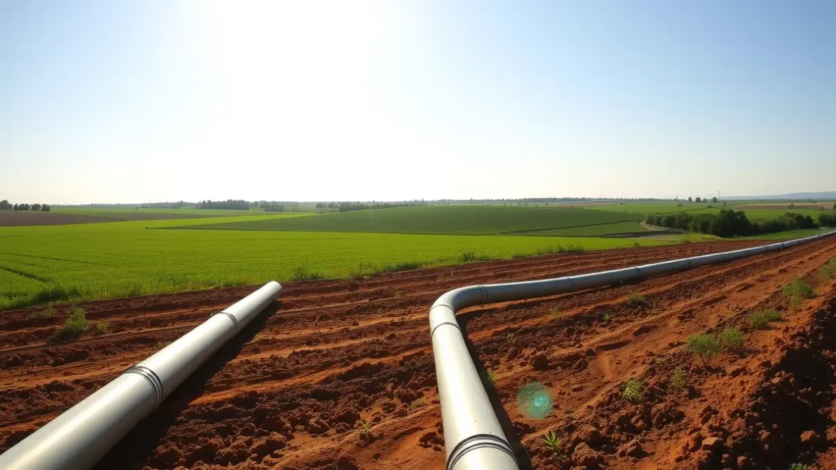 Generic image of irrigation pipes in a Valencian field.