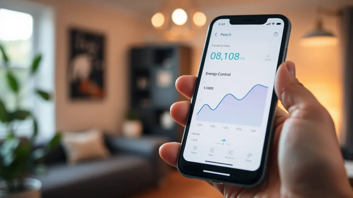 Generic image of a person checking their energy consumption on a smartphone.