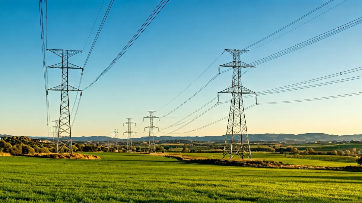 Imagen genérica de líneas eléctricas de alta tensión en un paisaje rural catalán.