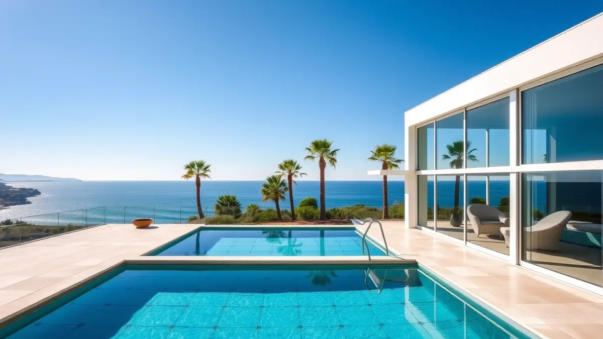 Imagen de una villa de lujo en la costa de la Marina Alta, con piscina y vistas al mar.