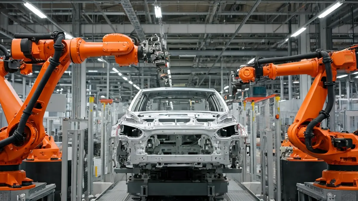 Imagen genérica de una línea de montaje de vehículos en una fábrica.
