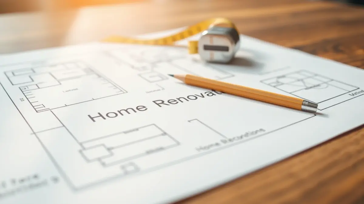 Generic image of architectural blueprints and measuring tools, symbolizing home renovation.
