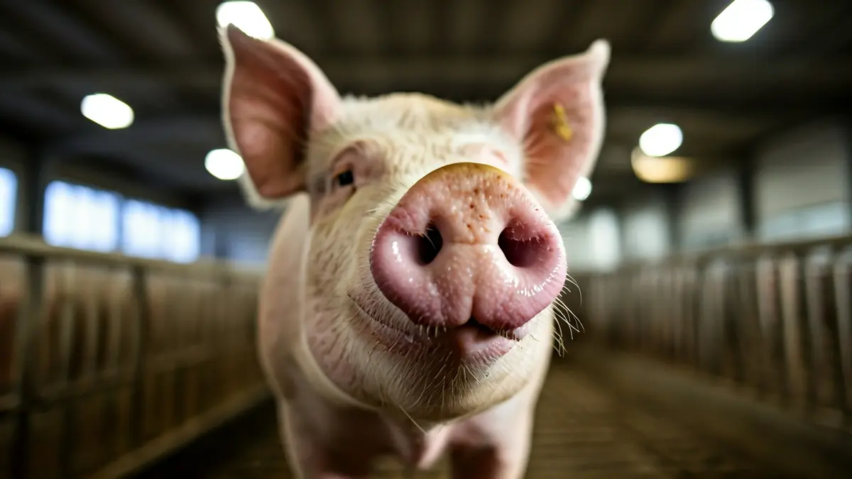 Generic image of a pig in a modern farm environment.