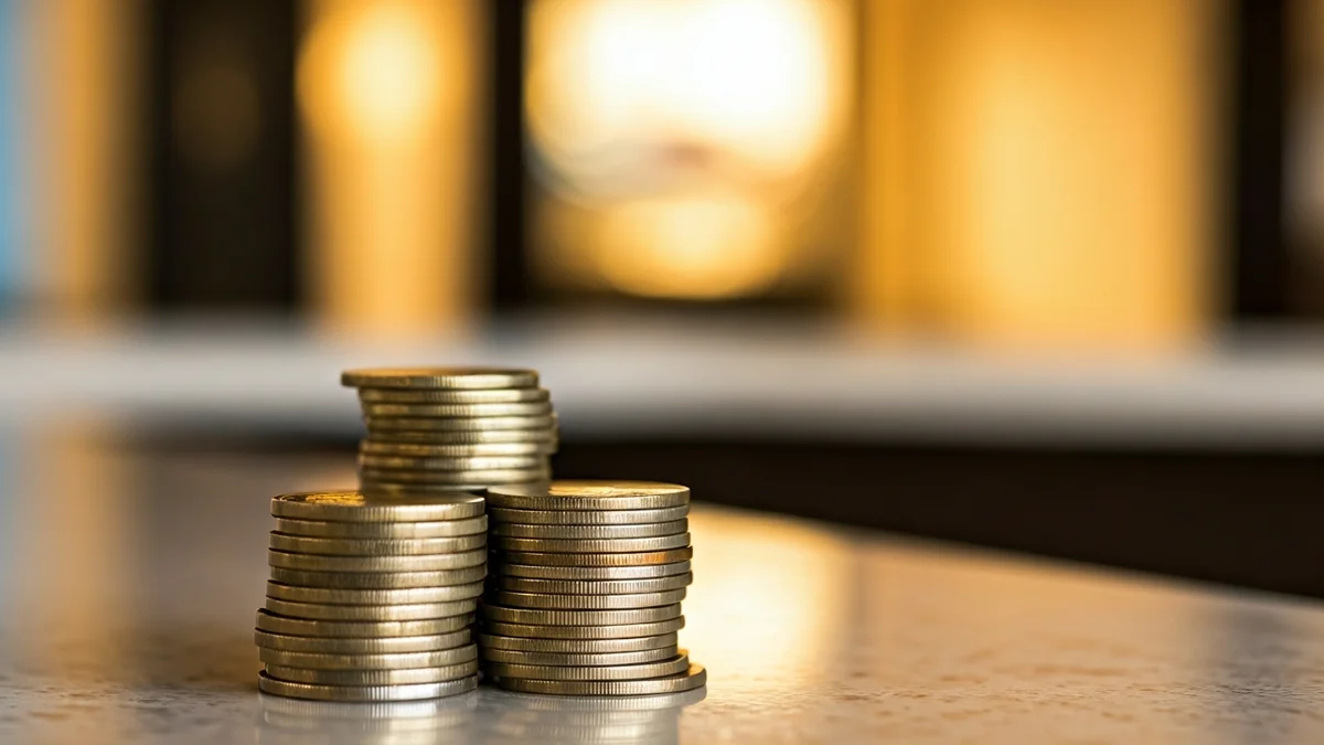 Imagen genérica de monedas de euro sobre un mostrador de recepción de hotel, simbolizando la tasa turística.